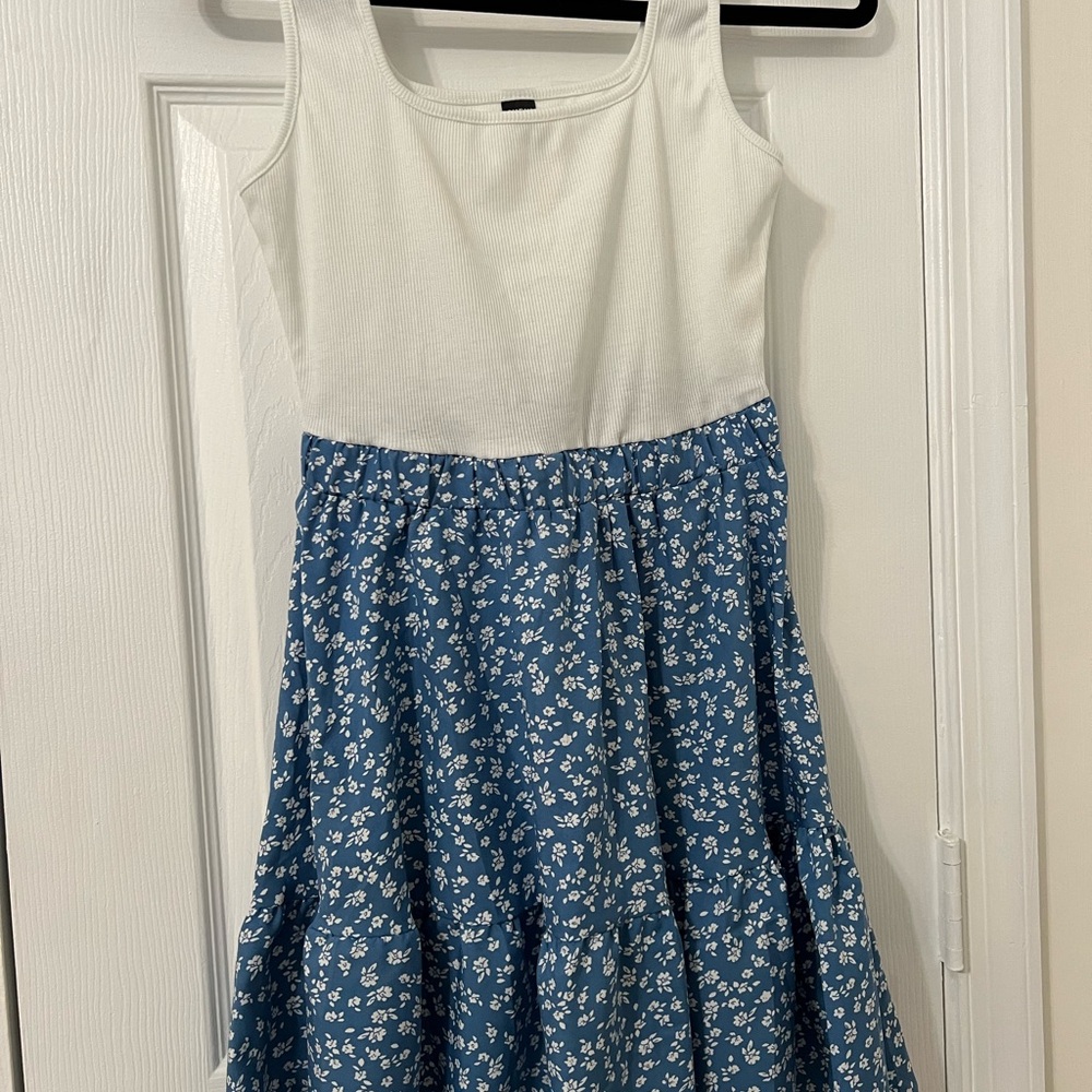 White and Blue Floral Dress